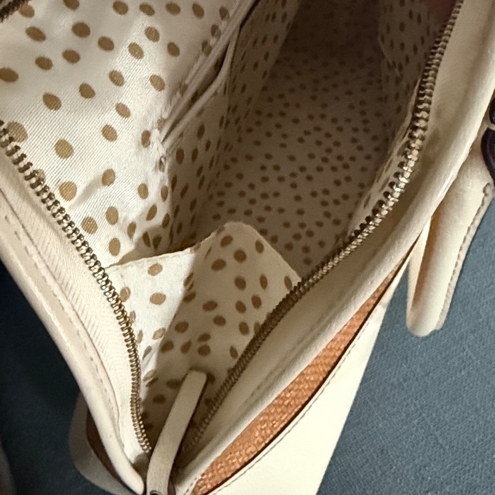 Kate Spade WOVEN Lotty Dome Satchel IVORY Leather & Brown Woven Straw panel EUC - Picture 11 of 15